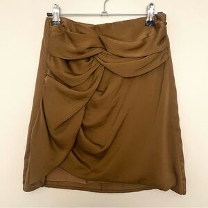 Caramel Silky Draped Mini Skirt